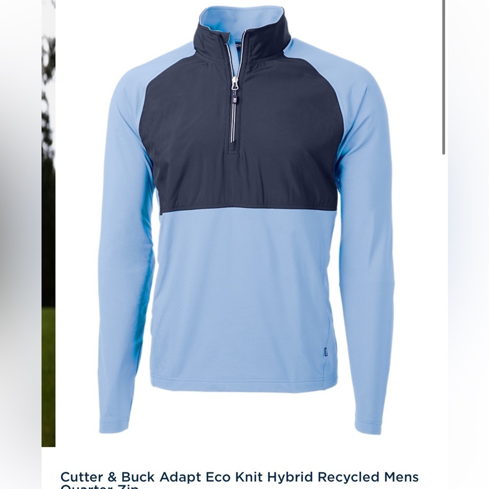 Cutter & Buck men’s L worn once Blue and Black 3/4 pullover see desc in photos